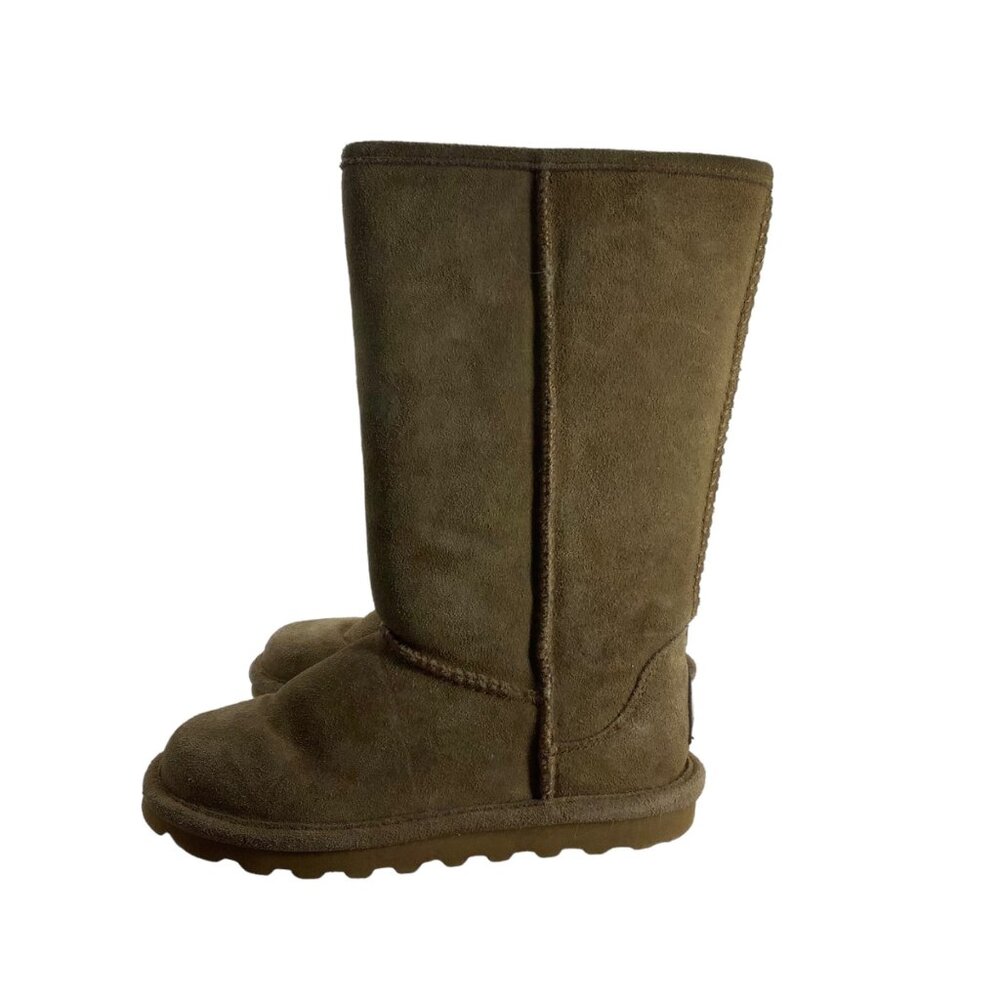 Bearpaw Elle Tall Classic Suede Pull‎ On Boots Women 6 Brown Hickory Sheepskin